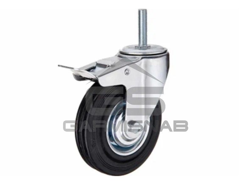 Колесо поворотное SCtB 55 125 мм резина с болтом и тормозом (F)